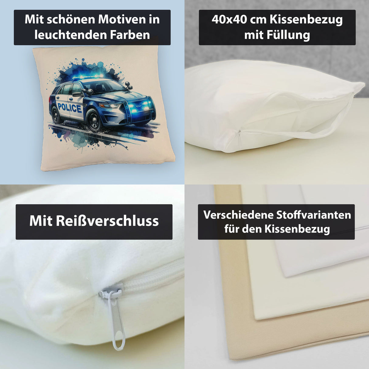 Polizeiauto im Einsatz Kissen
