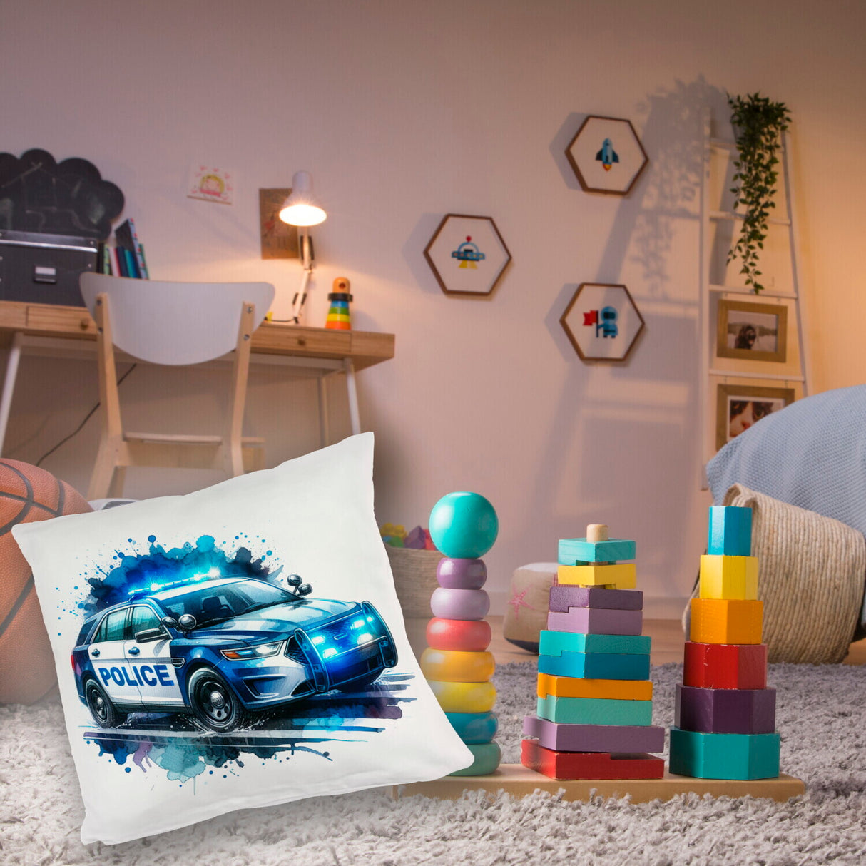 Polizeiauto im Einsatz Kissen