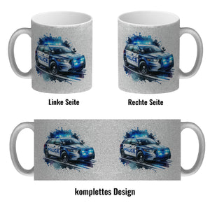 Polizeiauto im Einsatz Kaffeebecher