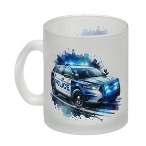 Polizeiauto im Einsatz Kaffeebecher