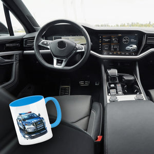 Polizeiauto mit Blaulicht Kaffeebecher