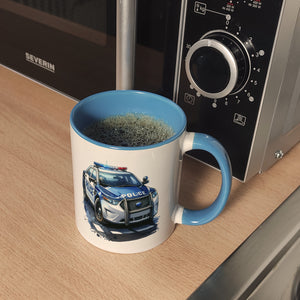 Polizeiauto mit Blaulicht Kaffeebecher