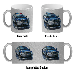Polizeiauto mit Blaulicht Kaffeebecher