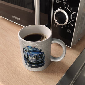 Polizeiauto mit Blaulicht Kaffeebecher