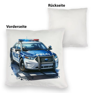 Polizeiauto mit Blaulicht Kissen