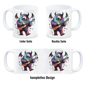 Niedliches Monster mit Gitarre Kaffeebecher