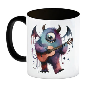 Niedliches Monster mit Gitarre Kaffeebecher