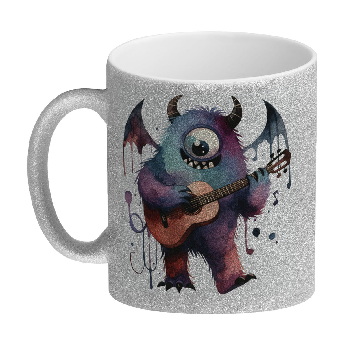 Niedliches Monster mit Gitarre Kaffeebecher