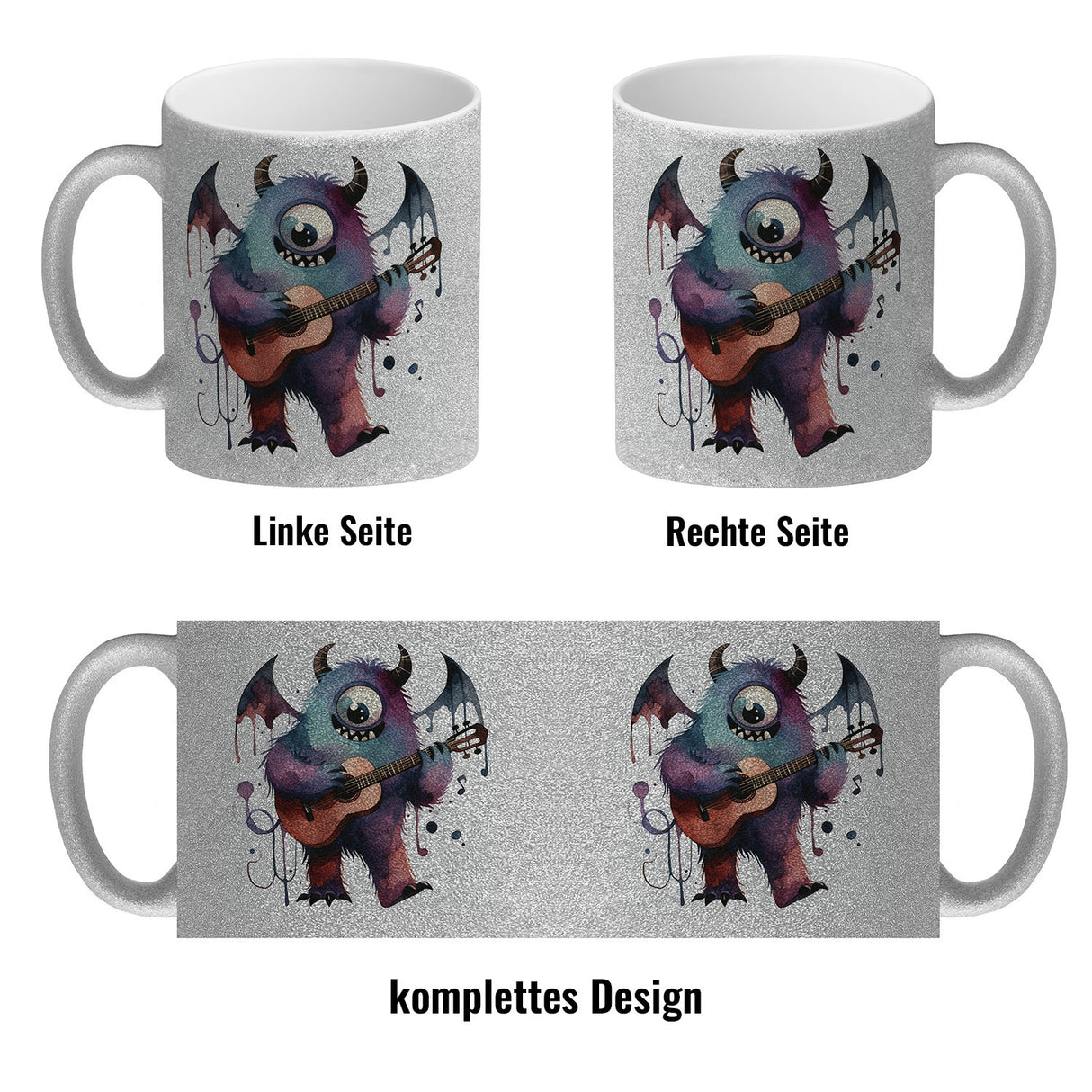 Niedliches Monster mit Gitarre Kaffeebecher
