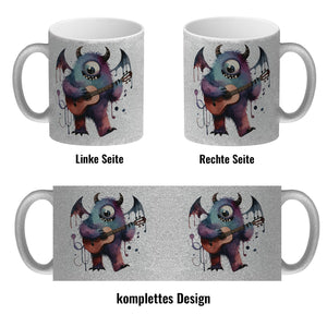 Niedliches Monster mit Gitarre Kaffeebecher