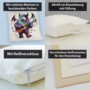 Niedliches Monster mit Gitarre Kissen