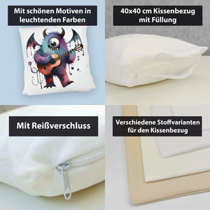 Niedliches Monster mit Gitarre Kissen