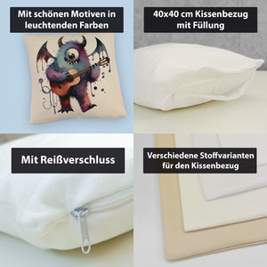 Niedliches Monster mit Gitarre Kissen