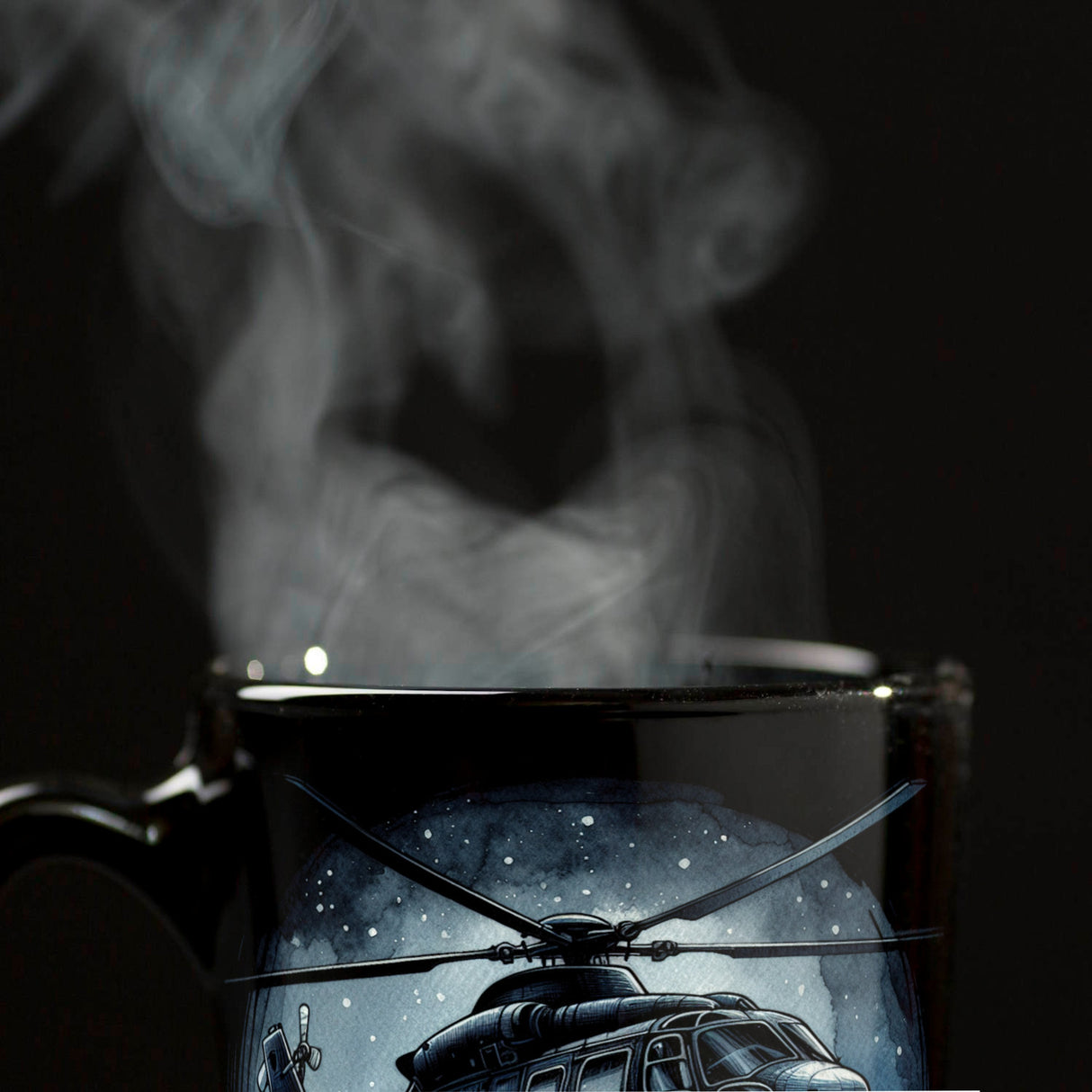 Polizeihubschrauber Tasse in Schwarz