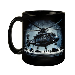 Polizeihubschrauber Tasse in Schwarz