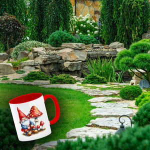 Gartenzwerg mit Fliegenpilz Kaffeebecher
