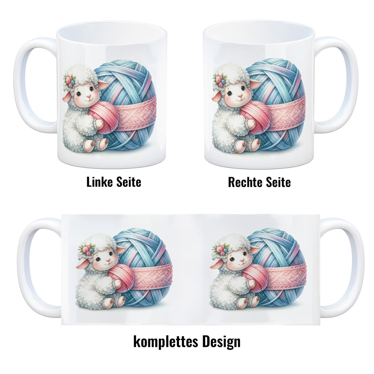 Schaf mit Wollknäuel Kaffeebecher