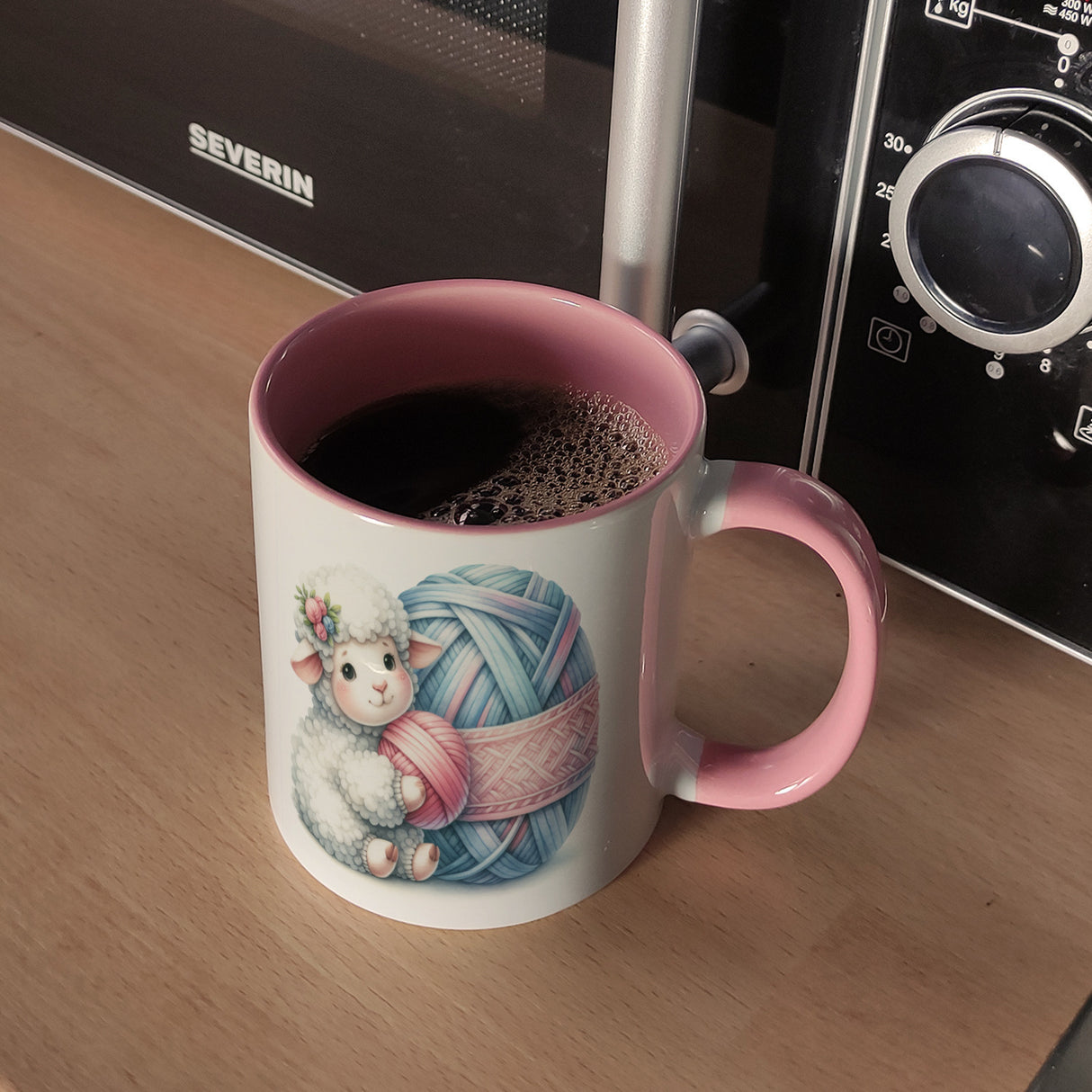 Schaf mit Wollknäuel Kaffeebecher