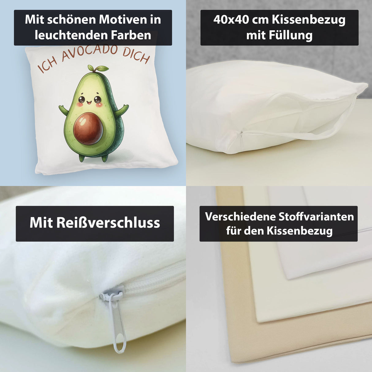 Avocado Kissen mit Spruch Ich Avocado dich