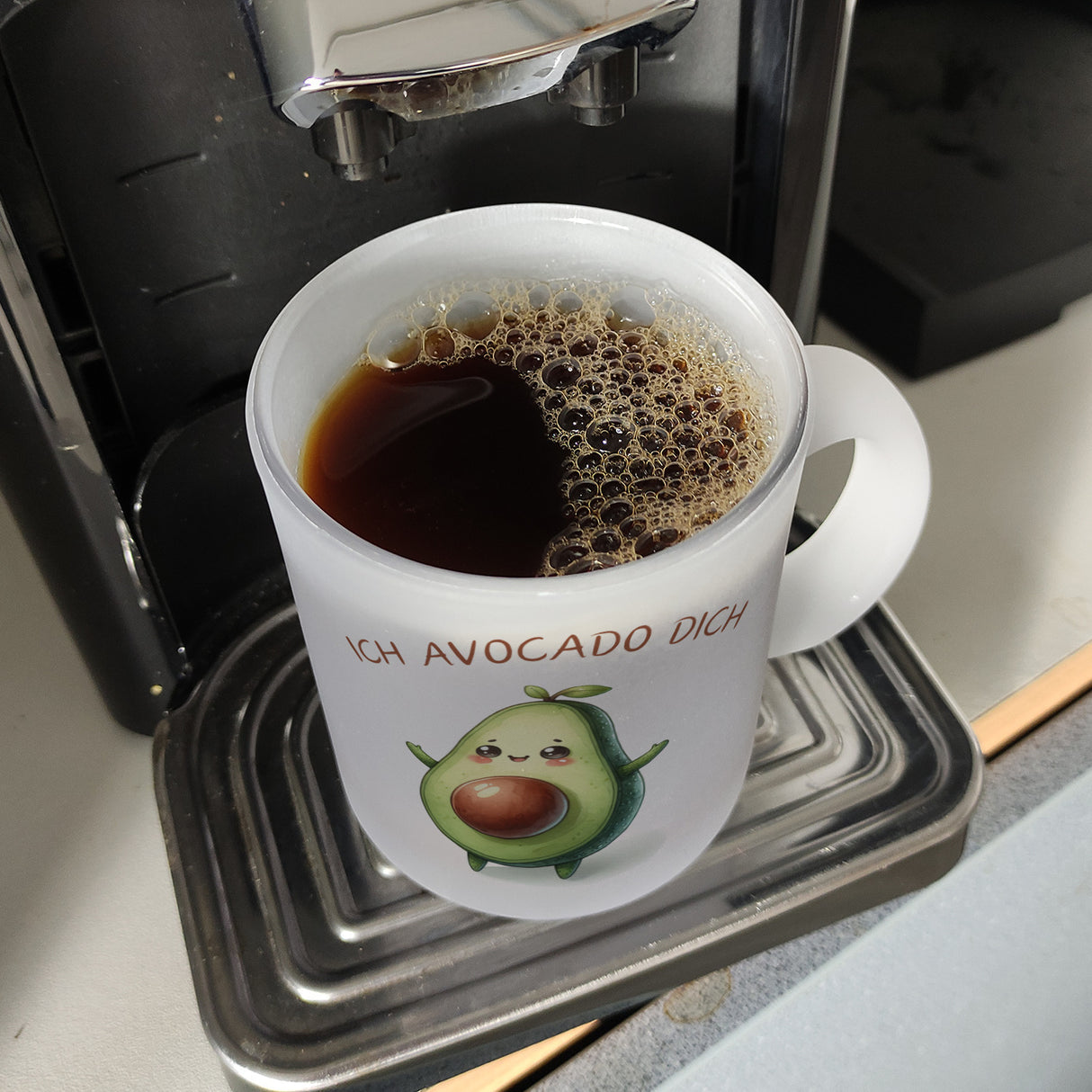 Avocado Kaffeebecher mit Spruch Ich Avocado dich