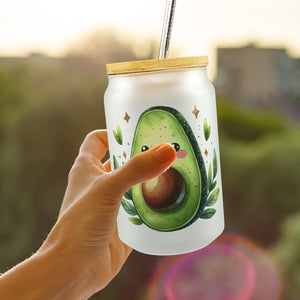 Avocado Trinkglas mit Bambusdeckel