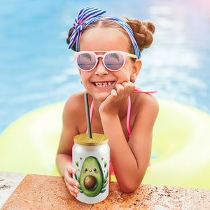 Avocado Trinkglas mit Bambusdeckel