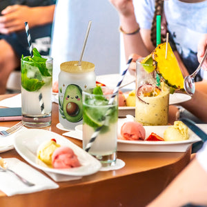 Avocado Trinkglas mit Bambusdeckel