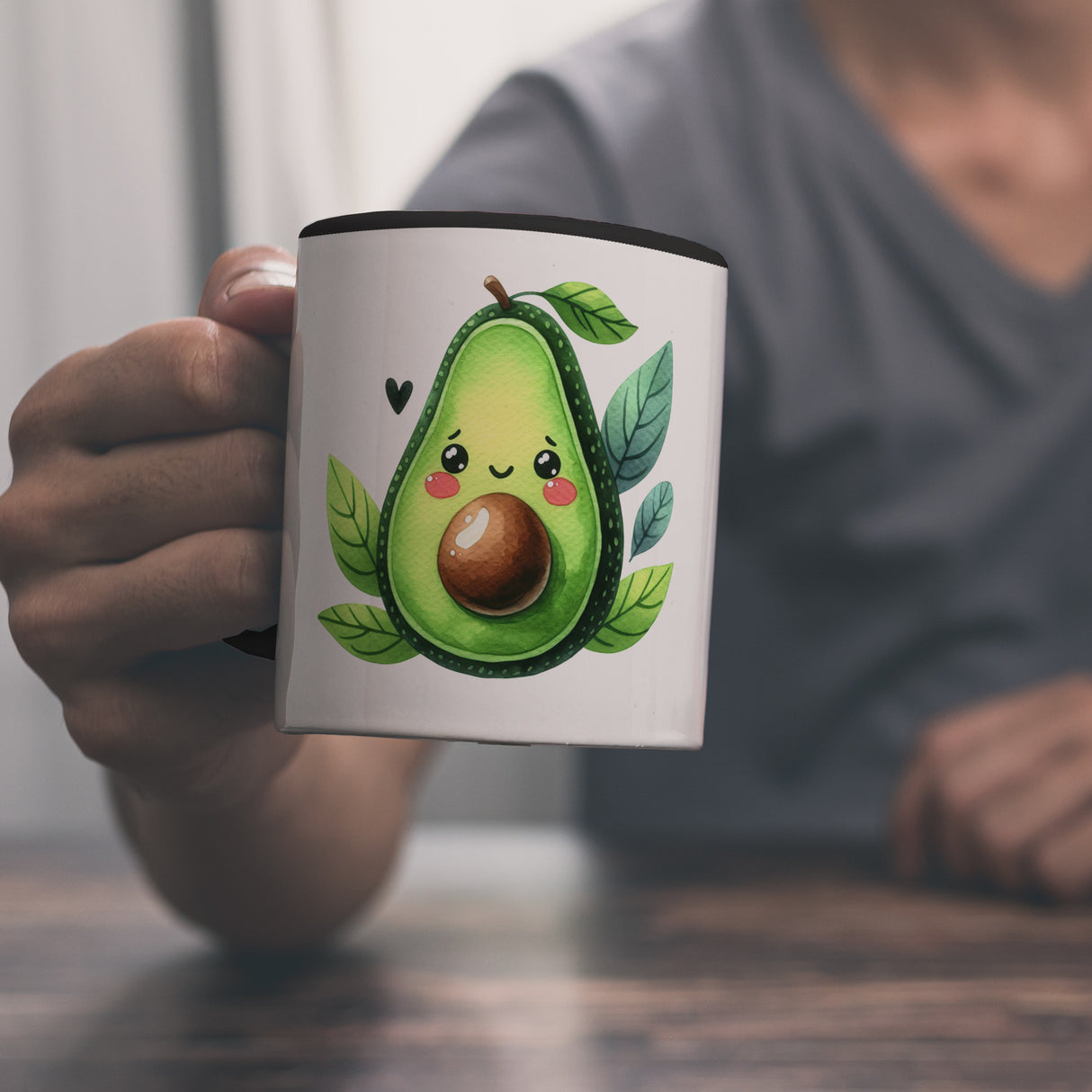 Lächelnde Avocado Kaffeebecher