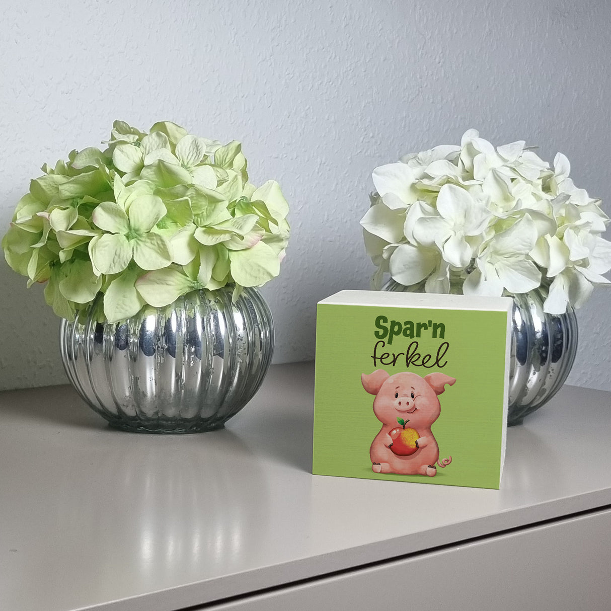 Schwein Spardose mit Spruch Sparnferkel