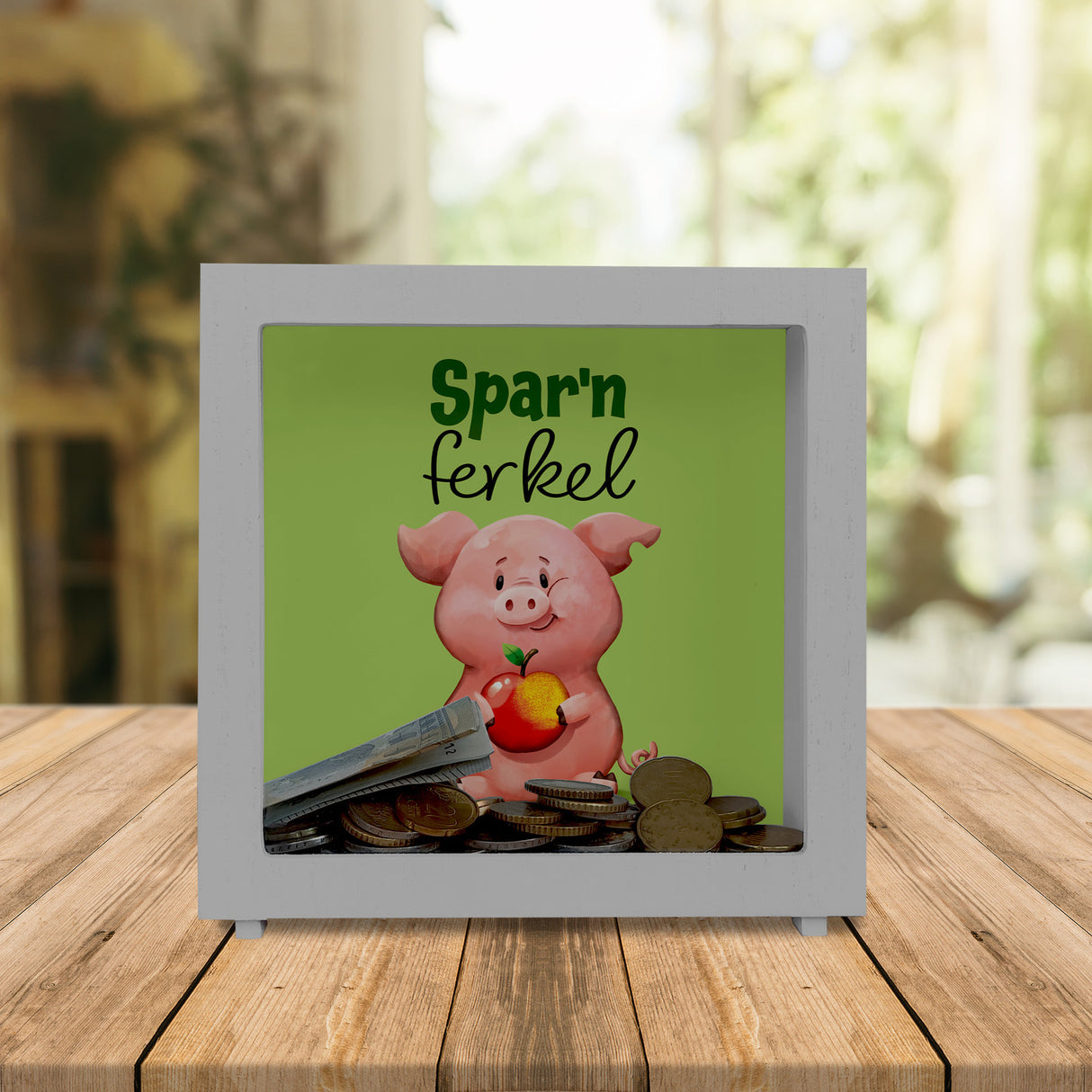 Schwein Spardose mit Spruch Sparnferkel