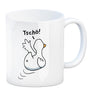 Ente winkt zum Abschied Kaffeebecher mit Spruch Tschö