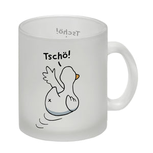 Ente winkt zum Abschied Kaffeebecher mit Spruch Tschö