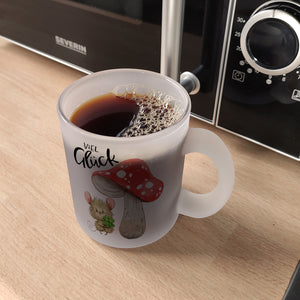 Maus mit Fliegenpilz Kaffeebecher mit Spruch Viel Glück