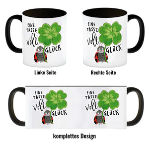 Marienkäfer Kaffeebecher mit Spruch Eine Tasse voll Glück