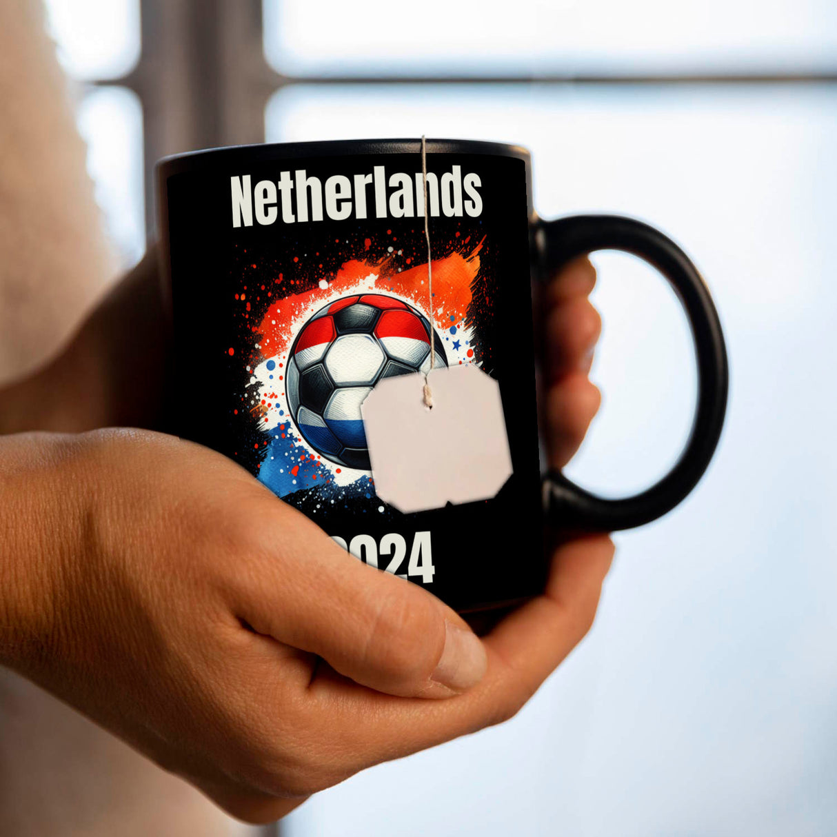 Fußball Niederlande Flagge Tasse in Schwarz