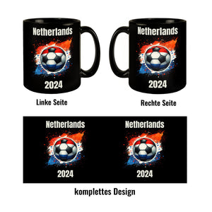 Fußball Niederlande Flagge Tasse in Schwarz