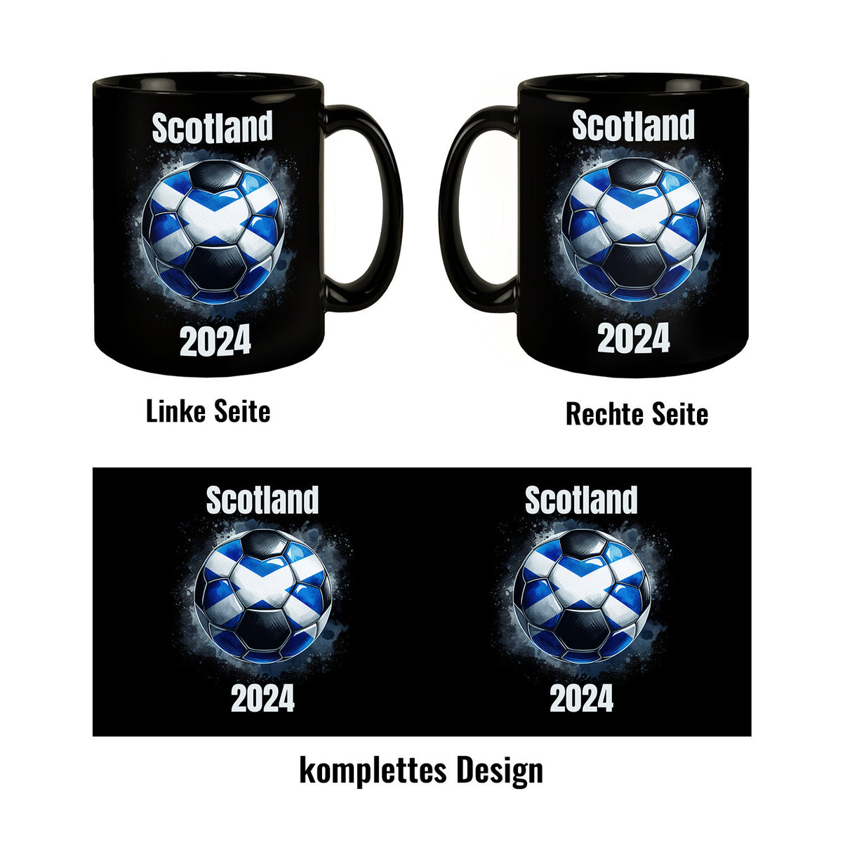 Fußball Schottland Flagge Tasse in Schwarz