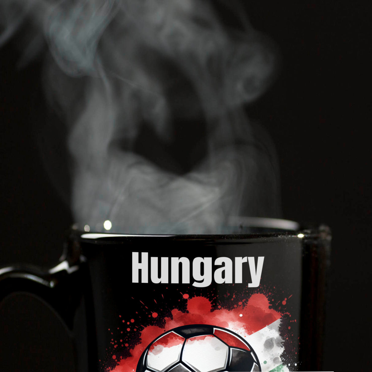 Fußball Ungarn Flagge Tasse in Schwarz