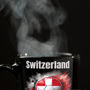 Fußball Schweiz Flagge Tasse in Schwarz