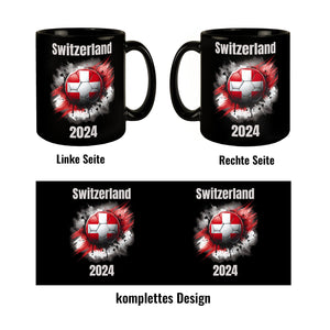 Fußball Schweiz Flagge Tasse in Schwarz