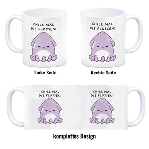 Jelly & Friends Tintenfisch Kaffeebecher mit Spruch Chill mal die Flossen