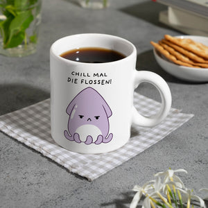 Jelly & Friends Tintenfisch Kaffeebecher mit Spruch Chill mal die Flossen