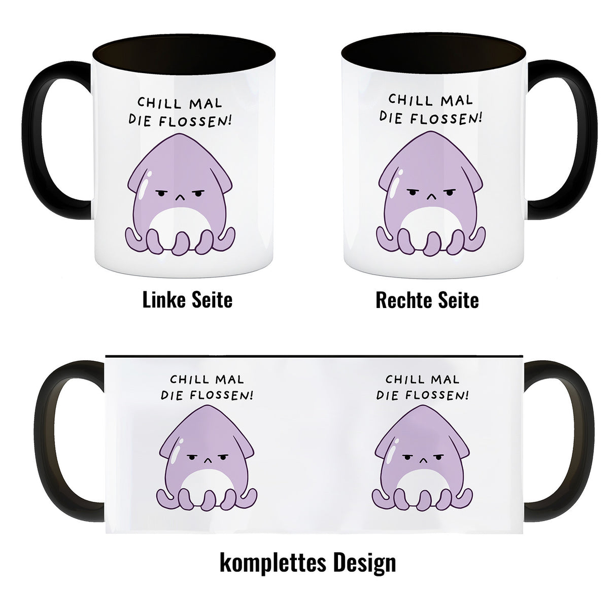 Jelly & Friends Tintenfisch Kaffeebecher mit Spruch Chill mal die Flossen
