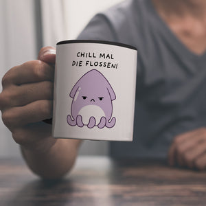 Jelly & Friends Tintenfisch Kaffeebecher mit Spruch Chill mal die Flossen
