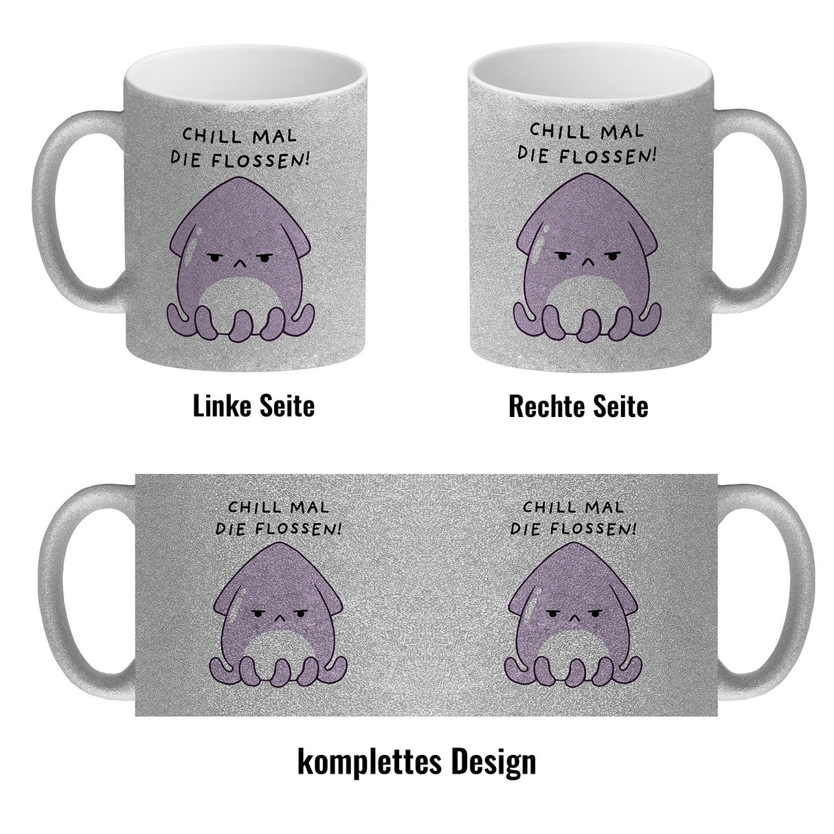 Jelly & Friends Tintenfisch Kaffeebecher mit Spruch Chill mal die Flossen
