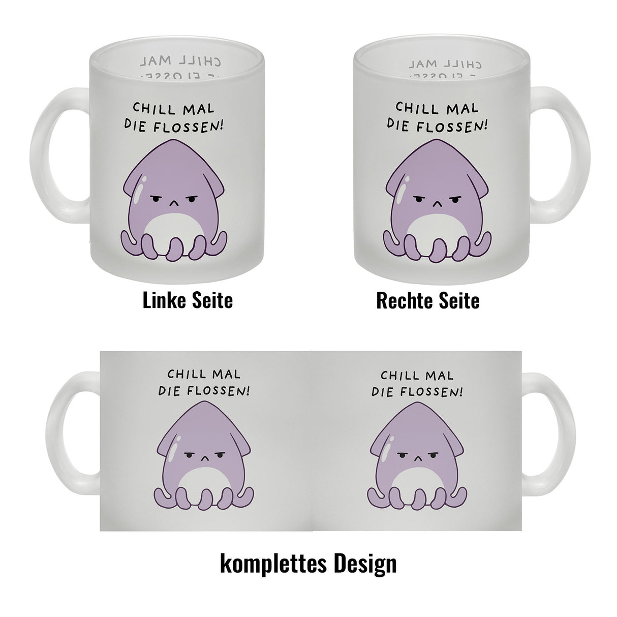 Jelly & Friends Tintenfisch Kaffeebecher mit Spruch Chill mal die Flossen
