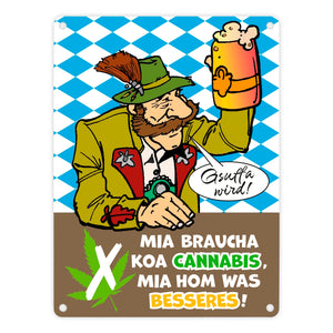 Bier statt Gras Biertrinker Metallschild in 15x20 cm mit Spruch Gsuffa wird!