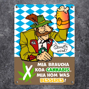 Bier statt Gras Biertrinker Metallschild in 15x20 cm mit Spruch Gsuffa wird!