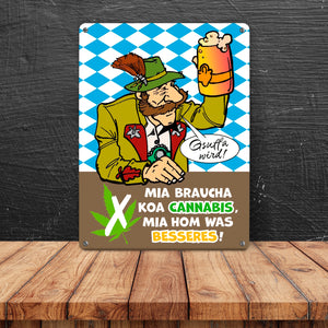 Bier statt Gras Biertrinker Metallschild in 15x20 cm mit Spruch Gsuffa wird!