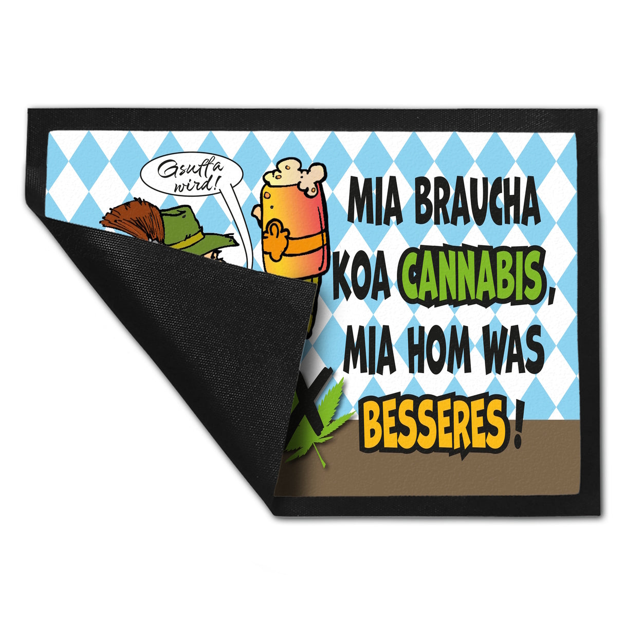 Bier statt Gras Biertrinker Fußmatte in 35x50 cm mit Spruch Gsuffa wird!